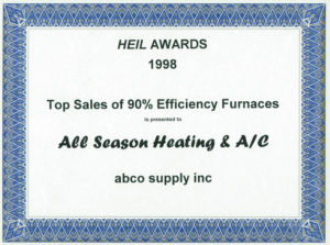 Hell awards top sales of 90 % efficiency furnaces.