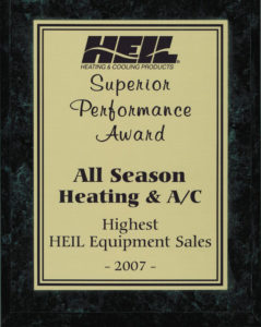 All season heating & ac supreme performance award.