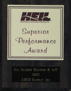 A wooden plaque with the words superior performance award.