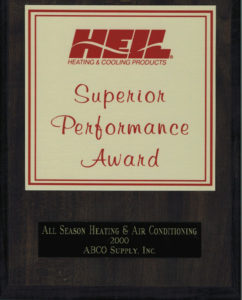 A plaque with the words superion performance award.