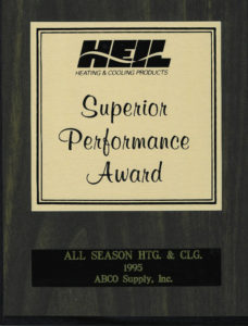 A plaque with the words superior performance award.