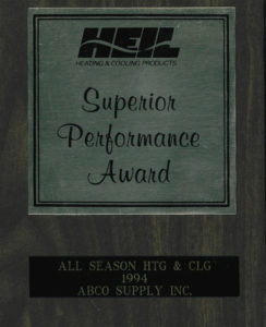 A plaque with the words superior performance award.