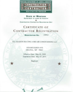 Certificate of Contraction on display